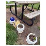 3 concrete yard decor & bird house