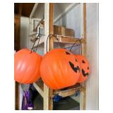 Contents of shelf, Jack-O-Lantern, pales, file box