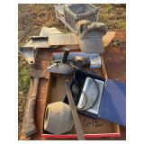 Railroad hat, ax, miscellaneous