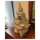 White porcelain Christmas tree eletrified