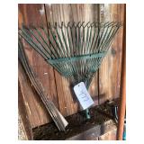 Dolly, rakes, snow shovel