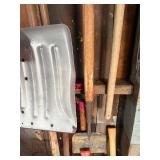 Ax, sledge, hoes, snow shovel, misc