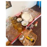 Basket of figurines, misc