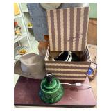 Hats in box, lamp base