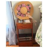 Hat, framed print, nightstand, etc.