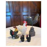 5 Rooster Figurines