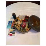 Round Tin of Sewing Supplies
