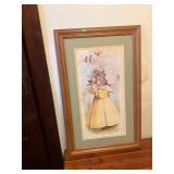 Framed Girl & Flower print 33" x 21"