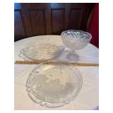 2 Large Serving Plates, Compote on stand