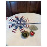 Patriotic Garden Whirly Gig, Dishes