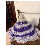Purple Dressed, Handmade Bed Doll