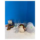 2 closet lights, monkey bank, Coca Cola glasses