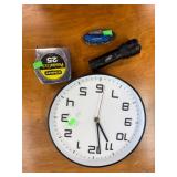 Clock, work pro knife, Stanley measure