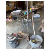 Floor jack, metal mop bucket, wet-dry vacuum