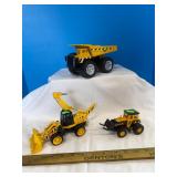 Truck, backhoe, front end loader