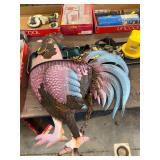 Metal chicken art, straps, pump