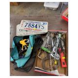 Tool bag, license plate, misc