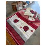 Ladybug quilt 62" x 82", shams, valence