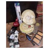 Hair dryer, telephone, nut bowl, misc