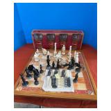 Chess board games complete, 4 Coca Cola glasses