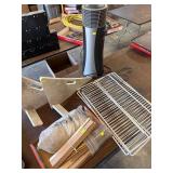 Room heater work, paint supplies, wire racks