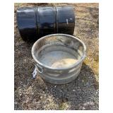 Heavy duty galvanized trough, 55-gallon metal drum