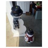 2 Santas 1 stone one wooden 36" & 20" tall