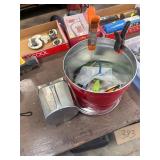 House numbers, feed scoop, safety glasses