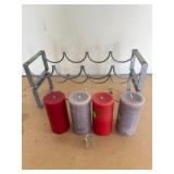Stacking Wine Racks. (4) Candles