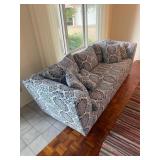 Blue Highlighted Sofa 4 Pillows96' Long