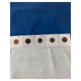 (5) Indian Cents (1902, 1904, 1905, 1906,1907)