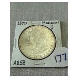 1879 Morgan Silver Dollar, AU58