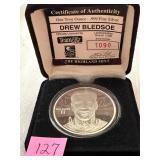 One Troy oz. .999 silver 'Drew Bledsoe' Round