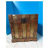 Rhinestone Decorated Wooden Chest (17 x 15 x 12)