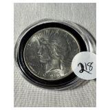 1923 Peace Dollar 90% silver. AU