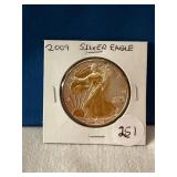 2009 Silver Eagle Gold Enhanced .999 Silver