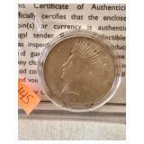 1923 Peace Dollar UNC w/Authenticity Certificate