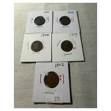(5) Indian Cents (1902 - 1907)