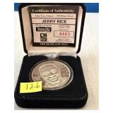 One Troy oz. .999 silver 'Jerry Rice' Round