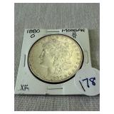 1880-O Morgan Silver Dollar. XF.