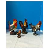 (4) Roosters (one is metal)