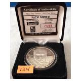 One Troy oz. .999 silver 'Rick Mirer' Round