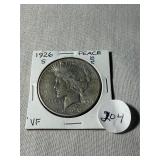 1926-S Peace Dollar. VF.