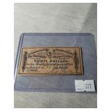 $30 Civil War Bond signed by Pres.Tyler's son