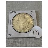 1891 Morgan Silver Dollar. XF.