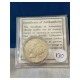 1923 Peace Dollar, uncirculated, 90% silver