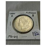1881-S Morgan Silver Dollar. MS64 HIGH GRADE