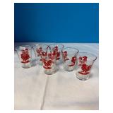(6) Rooster Juice Glasses