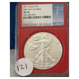 2017 Silver Eagle $1 First Day of Issue MS70 NGC