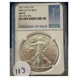 2017 Silver Eagle. First Day of Issue MS70